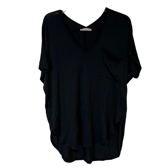 Lush Tunic Short Sleeve Blouse Stretch Pocket Oversized Relaxed Womens Size XS - Picture 1 of 8